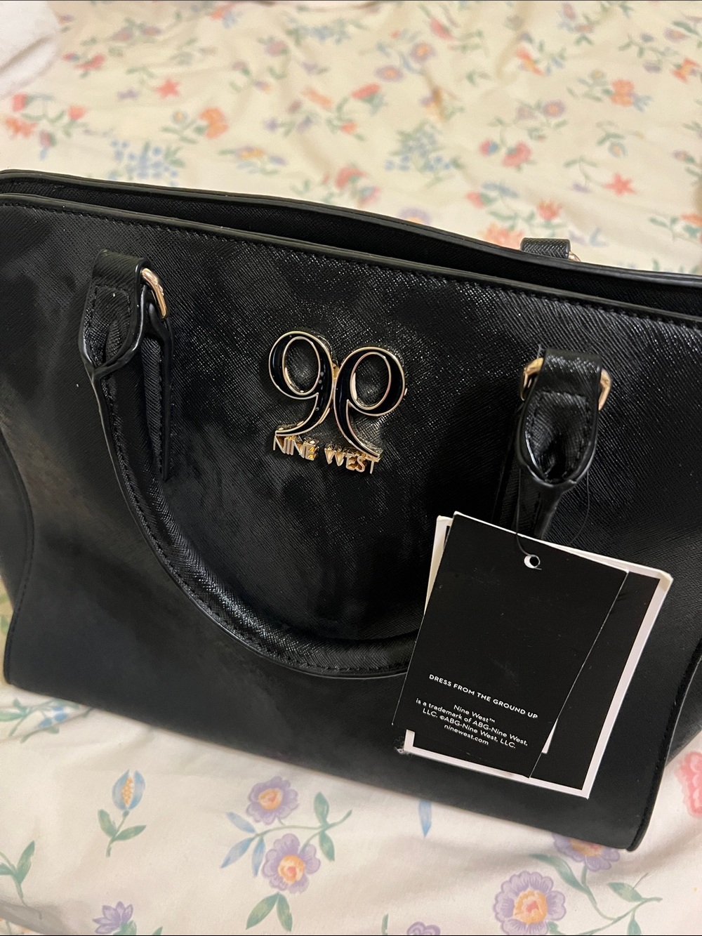 Nine West Black Patent Logo Tote